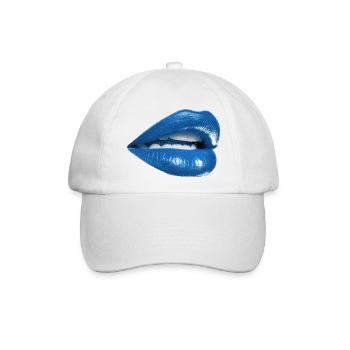 Fette blaue Lippen-Grafik - Baseballkappe - Weiß/Weiß - Vorne