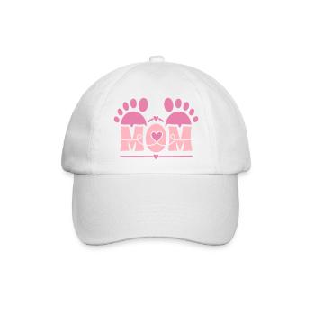 MOM-Herz-Fußabdruck - Baseballkappe - Weiß/Weiß - Vorne