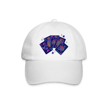 Royal Flush Poker Casino Neon Design - Baseballkappe - Weiß/Weiß - Vorne
