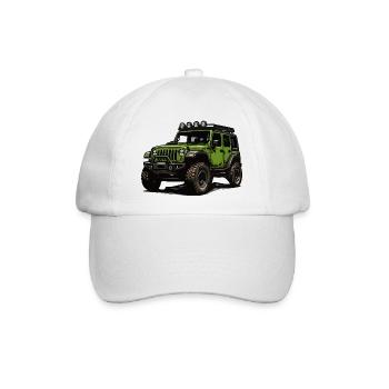 Grüner Jeep Offroad Abenteuer - Baseballkappe - Weiß/Weiß - Vorne