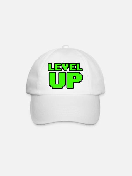 Retro Level Up Gaming T-Shirt 8Bit - Baseballkappe - Weiß/Weiß