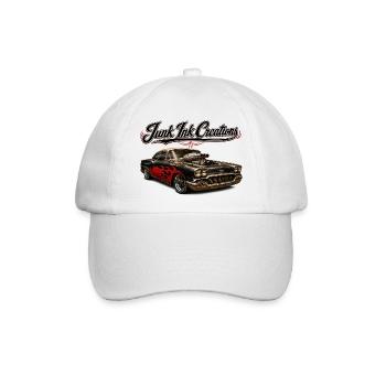 Junk Ink Creations – Hot Rod & Rockabilly Design - Baseballkappe - Weiß/Weiß - Vorne
