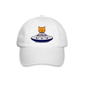 Katze im UFO Abenteuer - Baseballkappe - Weiß/Weiß - Vorne