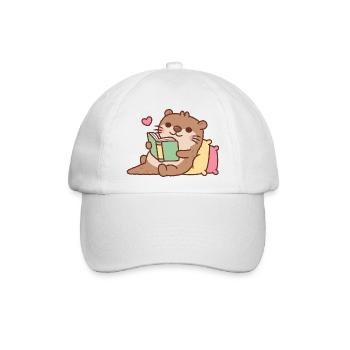 Niedlicher Otter entspannt mit dem Buch - Baseballkappe - Weiß/Weiß - Vorne