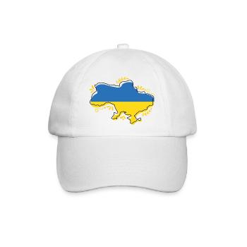 Ukraine-Flaggenkarte Silouette mit Blumenumriss - Baseballkappe - Weiß/Weiß - Vorne
