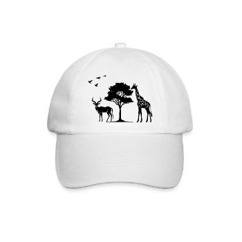 Afrika Safaritour Tiere Africa Urlaub Natur - Baseballkappe - Weiß/Weiß - Vorne