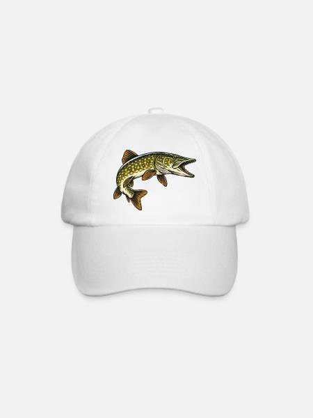 Hecht Raubfisch Angeln - Baseballkappe - Weiß/Weiß