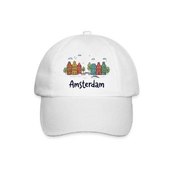 Amsterdamer Stadtbild-Doodles - Baseballkappe - Weiß/Weiß - Vorne