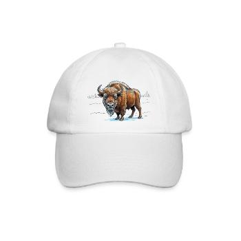 Wisent im Eisfeld - Baseballkappe - Weiß/Weiß - Vorne