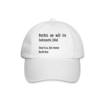 Rechtsanwältin Substantiv Definition Geschenk - Baseballkappe - Weiß/Weiß - Vorne