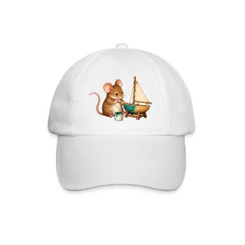 Maus baut ein Modellsegelboot - Baseballkappe - Weiß/Weiß - Vorne