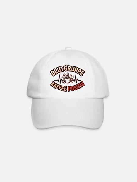 Blutgruppe Kaffee Positiv Kaffeeliebhaber Spruch - Baseballkappe - Weiß/Weiß