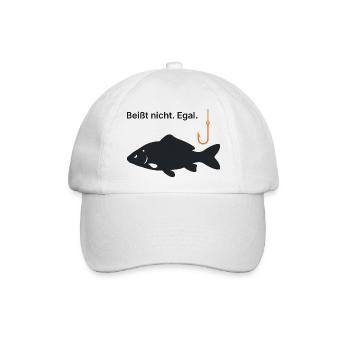 Beißt nicht. Egal. - Angler Geschenk Angeln - Baseballkappe - Weiß/Weiß - Vorne