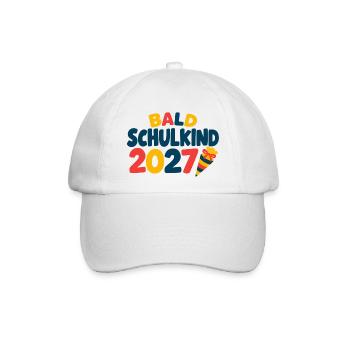 Bald Schulkind 2027 - Baseballkappe - Weiß/Weiß - Vorne