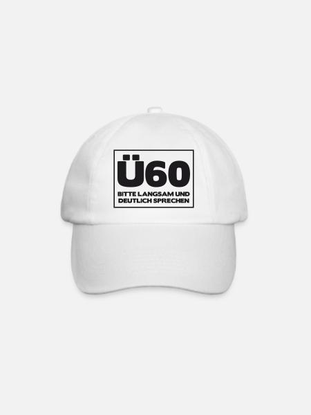 Zum 60. Geburtstag ein Shirt „Ü60 Bitte langsam - Baseballkappe - Weiß/Weiß