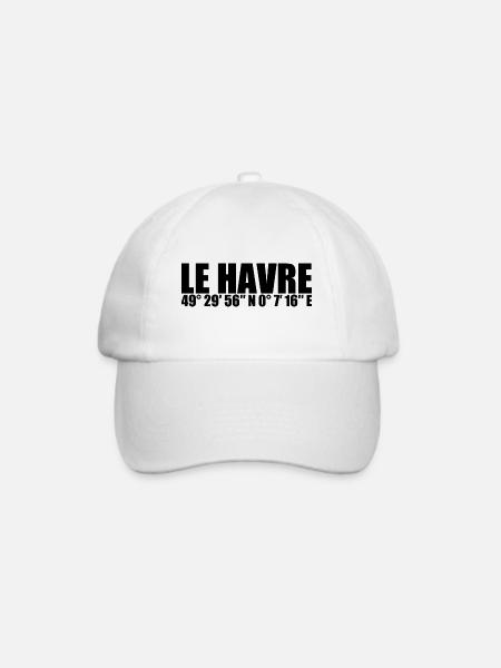 Le Havre Koordinaten - Baseballkappe - Weiß/Weiß