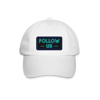 Follow Us Social Media Neon Design - Baseballkappe - Weiß/Weiß - Vorne