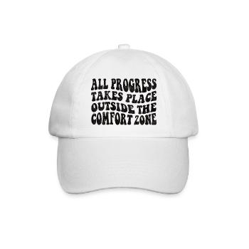 All progress takes place outside the comfort zone - Baseballkappe - Weiß/Weiß - Vorne