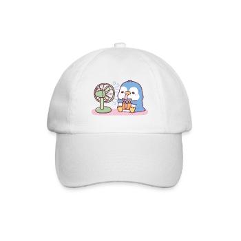 Süßer blauer Pinguin Cool halten mit Ventilator kaltes Getränk - Baseballkappe - Weiß/Weiß - Vorne