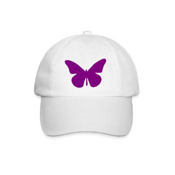 lila Schmetterling lila Schmetterling - Baseballkappe - Weiß/Weiß - Vorne