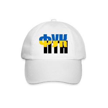 FCKPTN Fuck Putin Ukraine Russland Kyrillisch - Baseballkappe - Weiß/Weiß - Vorne