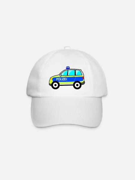 Polizeiauto, Polizei, deutsche Polizei, Blaulicht - Baseballkappe - Weiß/Weiß