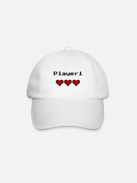 Partnerlook Gamer Vater Sohn Dad Player 1 Player 2 - Baseballkappe - Weiß/Weiß