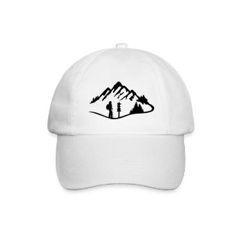 Berge und Wanderin, wandern - Frau - Baseballkappe - Weiß/Weiß - Vorne