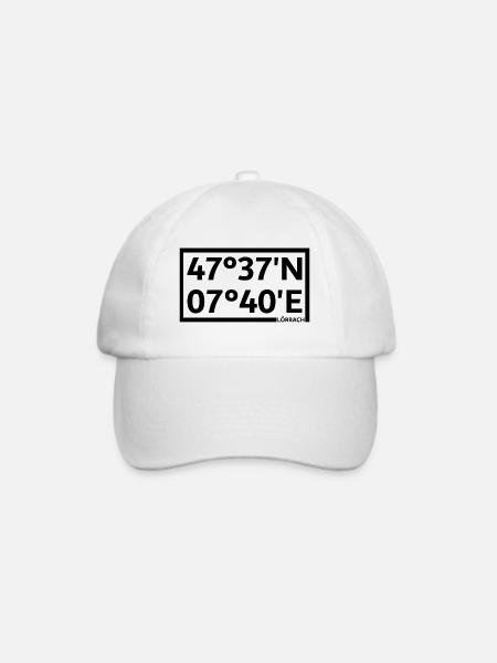 Lörrach Koordinaten - Baseballkappe - Weiß/Weiß