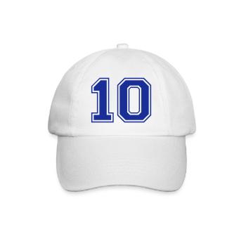 10 - Nummer - Zahl - Baseballkappe - Weiß/Weiß - Vorne