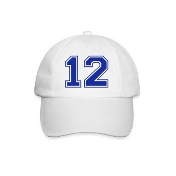 12 - Nummer - Zahl - Baseballkappe - Weiß/Weiß - Vorne