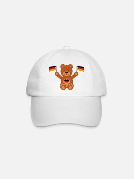 Teddybär Deutschland Flagge - Baseballkappe - Weiß/Weiß