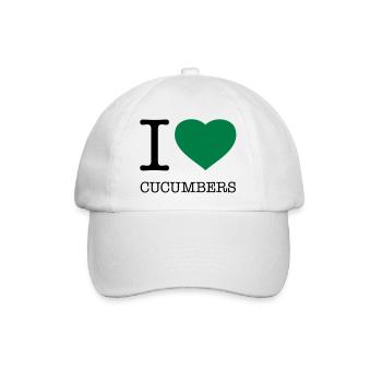 I LOVE CUCUMBERS Gurken Gurke - Baseballkappe - Weiß/Weiß - Vorne