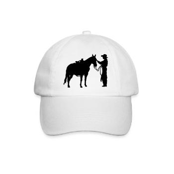 Frau mit Pferd - Baseballkappe - Weiß/Weiß - Vorne