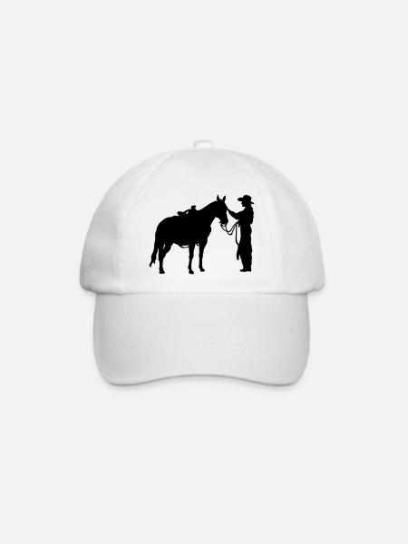 Frau mit Pferd - Baseballkappe - Weiß/Weiß