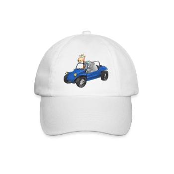 Elefant und Giraffe in Buggy - Baseballkappe - Weiß/Weiß - Vorne