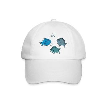 Kleiner Fischschwarm - Baseballkappe - Weiß/Weiß - Vorne