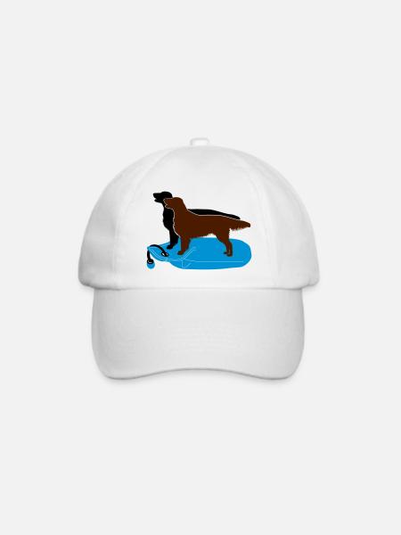 2 Flat Coated Retriever auf Dummy - Baseballkappe - Weiß/Weiß