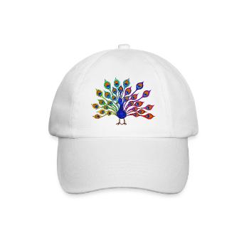 bunter Pfau - Baseballkappe - Weiß/Weiß - Vorne
