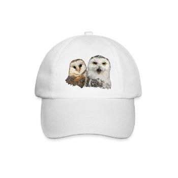 Schneeeule und Schleiereule - Baseballkappe - Weiß/Weiß - Vorne