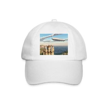 Schottisches Schloss und Zeppelin - Baseballkappe - Weiß/Weiß - Vorne