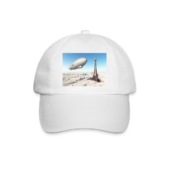 Zeppelin über dem Eiffelturm - Baseballkappe - Weiß/Weiß - Vorne