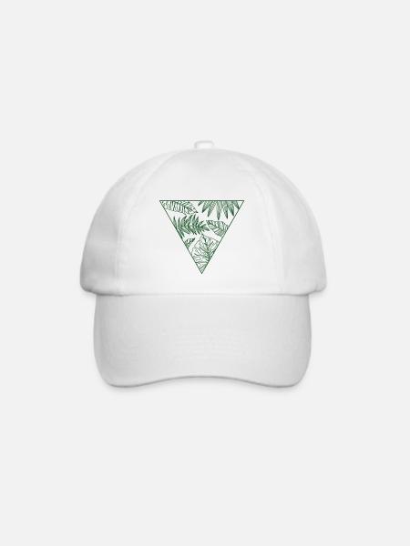Monstera, Dreieck, Blätter, Dschungel, Sommer - Baseballkappe - Weiß/Weiß