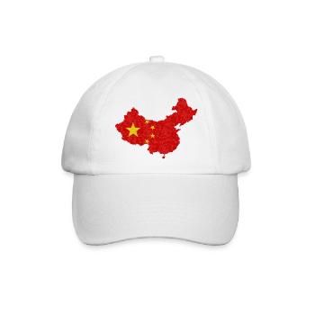 China Flagge Umriss Chinesische Fahne Polygon - Baseballkappe - Weiß/Weiß - Vorne