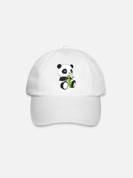 Panda, der Bambus isst - Baseballkappe - Weiß/Weiß