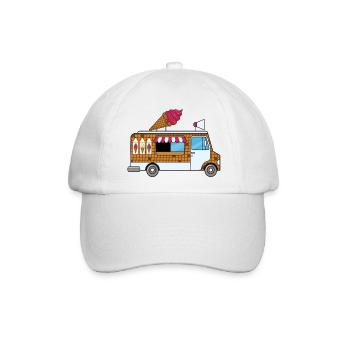 Eiswagen, Eisdiele,Eisverkäufer, Eiskrem, Waffle - Baseballkappe - Weiß/Weiß - Vorne