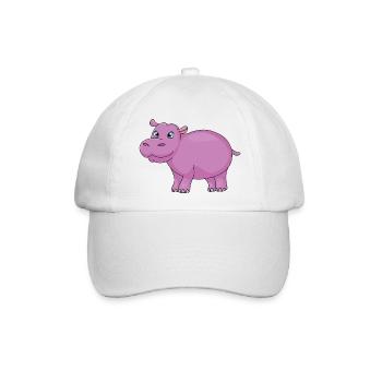 hippo cartoon - Baseballkappe - Weiß/Weiß - Vorne