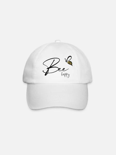 Bee happy - Baseballkappe - Weiß/Weiß