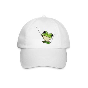 Grüner Frosch – Niedliche Illustration - Baseballkappe - Weiß/Weiß - Vorne