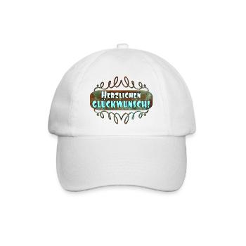 Herzlichen Glückwunsch GRATULATION GRUß - Baseballkappe - Weiß/Weiß - Vorne